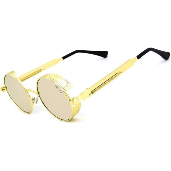 Steampunk Style Round Vintage Polarized Sunglasses - Picture 1 of 6